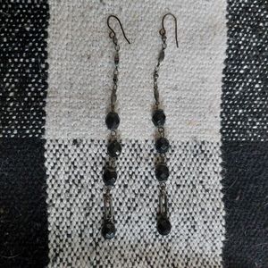 Brighton black drop earrings with black stones, excellent condition!